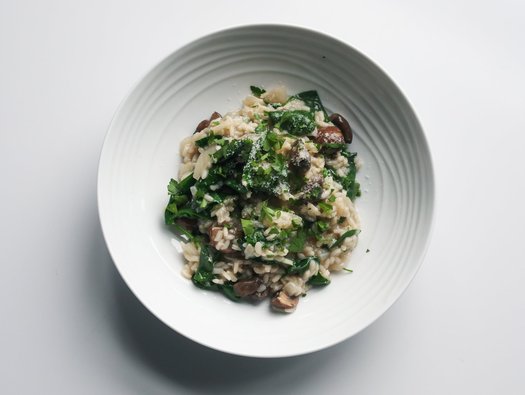 Mushroom and spinach risotto