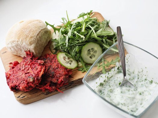 Beetroot and carrot fritters