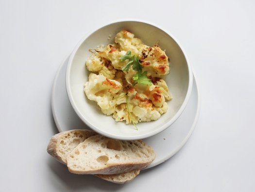 Caribbean style cauliflower au gratin