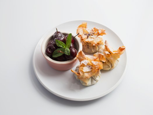 Cherry filo pastry tarts