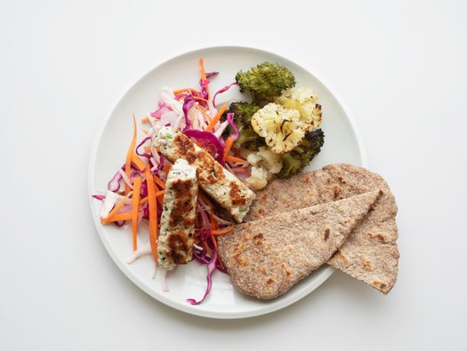 Turkey koftas with coleslaw