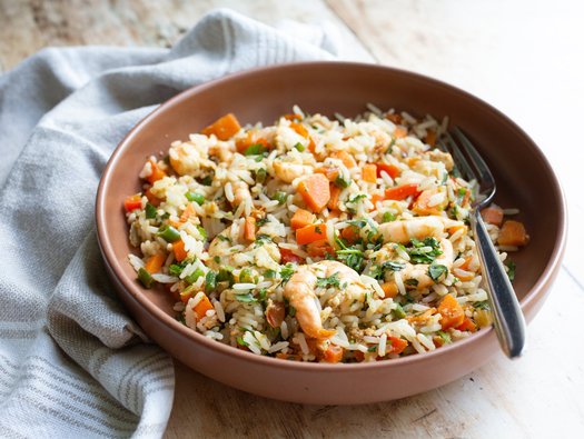 Caribbean shrimp fried rice