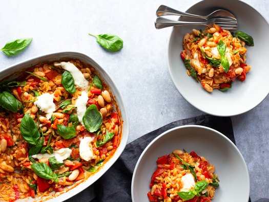 Tomato and cannellini bean orzo