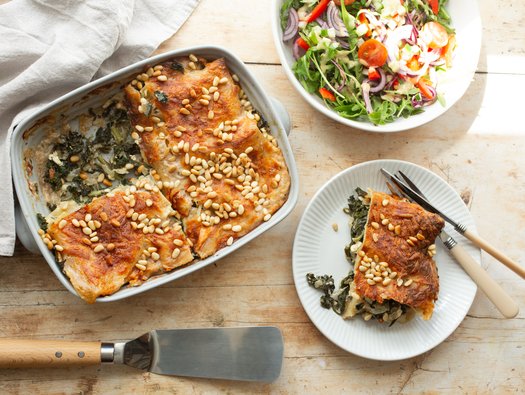 Spinach and pine nut lasagne