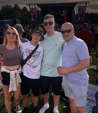 Becky Seaton - with husband Jamie and sons Joshua and Leo at music festival