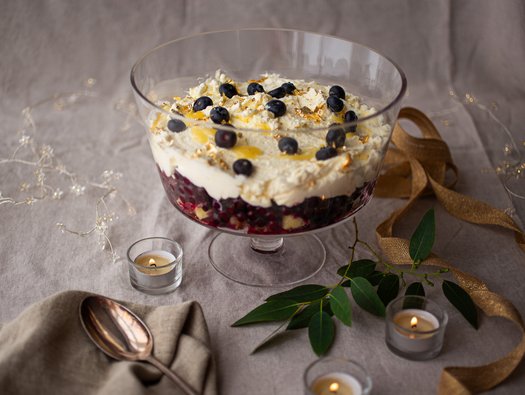Individual blueberry and lemon trifles