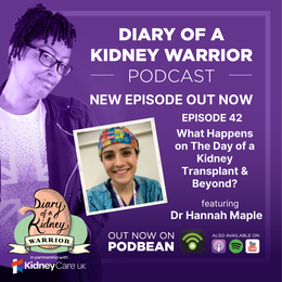 Diary of a Kidney Warrior podcast episode 42: what happens on the day of a kidney transplant and beyond?