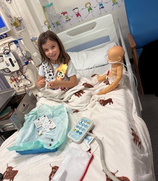 Isabelle in hospital