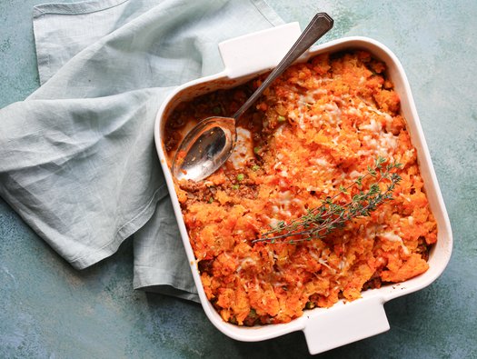 Shepherd’s pie with swede and carrot mash