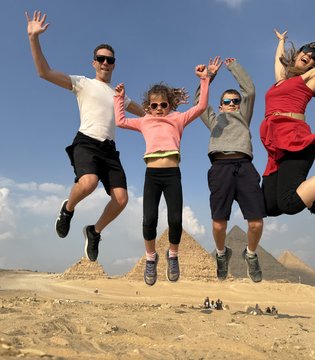 Kay Allardyce - with husband Tim,and children at the Pyramids in Egypt, 2025