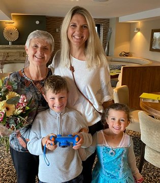 Kay Allardyce - with mum Linda and Kay's children