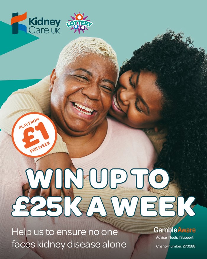 Kidney Care UK Lottery poster