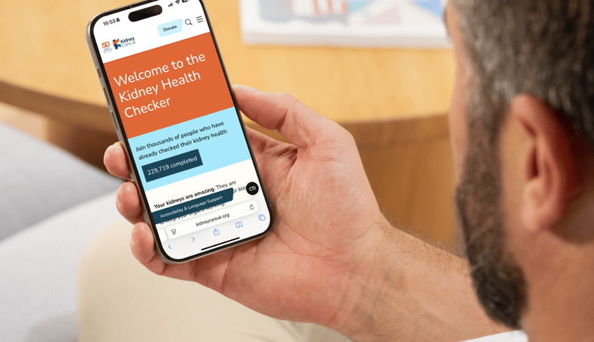 Person looking at the Kidney Health Checker on their phone screen.