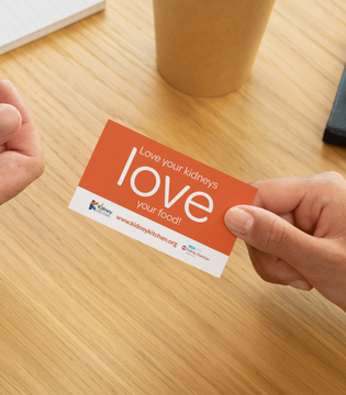 Kidney Kitchen dietitian calling cards orange