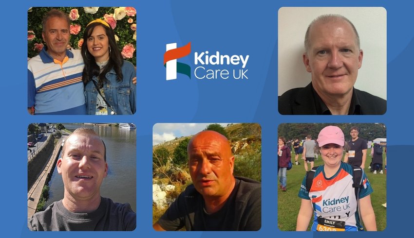 Collage of selfies and photographs of people living with chronic kidney disease.