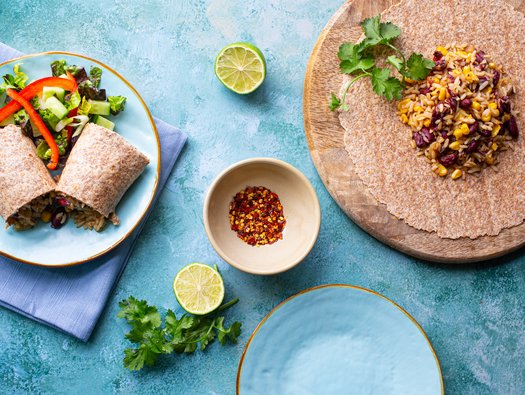 Rice and bean burrito