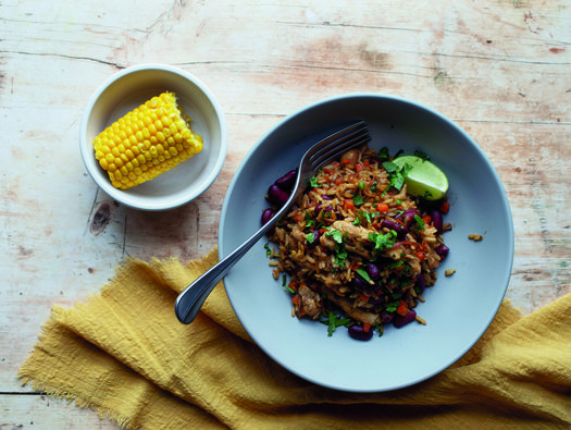 Jerk chicken and bean pilaf