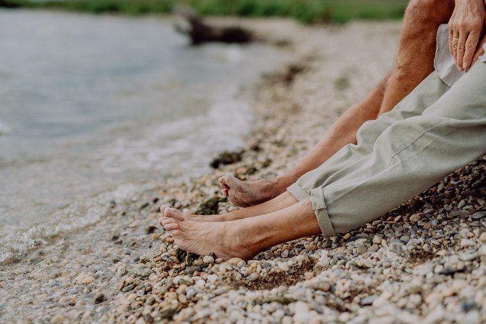 People sat on a beach