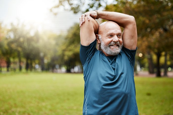 Man stretching in the park