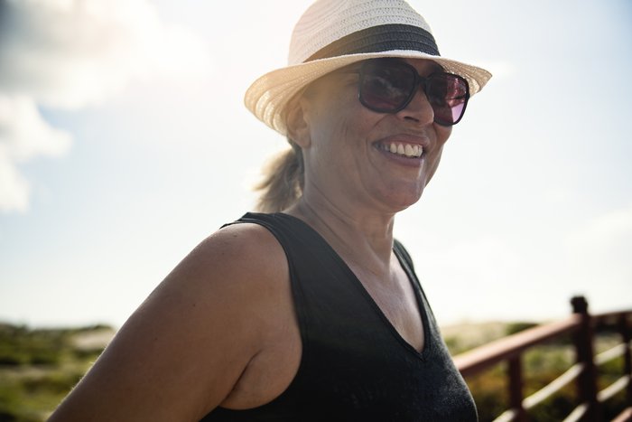 Wearing hat in sun