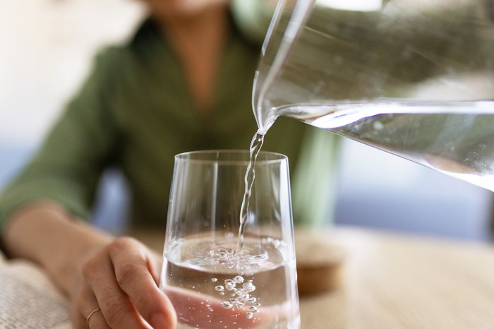 Water poured into glass